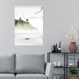 Plakat samoprzylepny Chińskie malarstwo pejzażowe