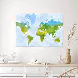 Plakat Kolorowa mapa świata - akwarela