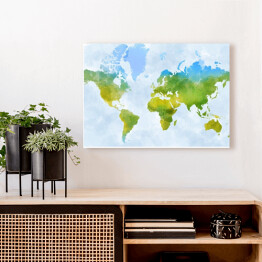 Obraz na płótnie Kolorowa mapa świata - akwarela