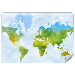 Fototapeta Kolorowa mapa świata - akwarela