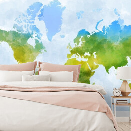 Fototapeta winylowa zmywalna Kolorowa mapa świata - akwarela