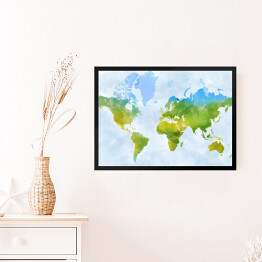 Obraz w ramie Kolorowa mapa świata - akwarela