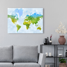 Obraz na płótnie Kolorowa mapa świata - akwarela
