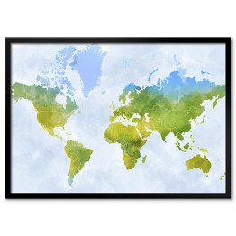 Plakat w ramie Kolorowa mapa świata - granice państw