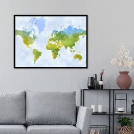 Plakat w ramie Kolorowa mapa świata - granice państw