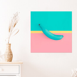 Plakat samoprzylepny Niebieski banan na kolorowym tle