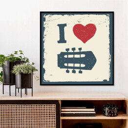 Plakat w ramie Ilustracja z sercem i gitarą