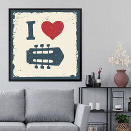 Obraz w ramie Ilustracja z sercem i gitarą