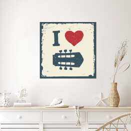 Plakat samoprzylepny Ilustracja z sercem i gitarą