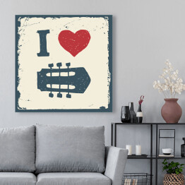 Obraz na płótnie Ilustracja z sercem i gitarą