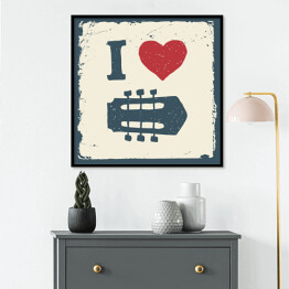 Plakat w ramie Ilustracja z sercem i gitarą