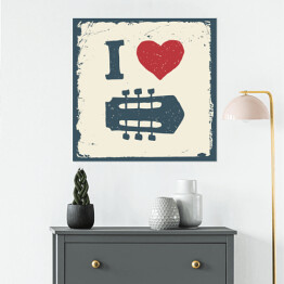 Plakat samoprzylepny Ilustracja z sercem i gitarą