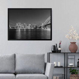 Obraz w ramie Opera w Sydney i panorama miasta widziana z mostu portowego