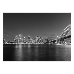 Plakat samoprzylepny Opera w Sydney i panorama miasta widziana z mostu portowego