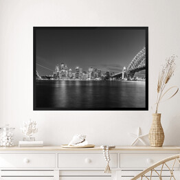 Obraz w ramie Opera w Sydney i panorama miasta widziana z mostu portowego