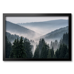 Obraz w ramie Mglisty krajobraz - widok z gór na dolinę pokrytą mgłą