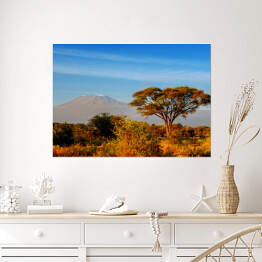 Plakat Piękna góra Kilimanjaro podczas wschodu słońca, Kenia, Afryka