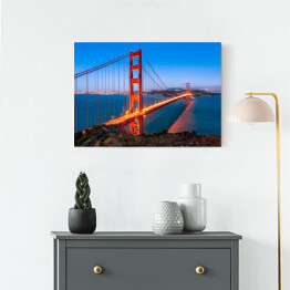 Obraz na płótnie Golden Gate Bridge w San Fransisco w Kalifornii rozświetlone złotymi światłami