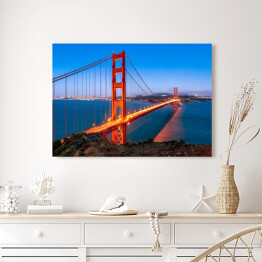 Obraz na płótnie Golden Gate Bridge w San Fransisco w Kalifornii rozświetlone złotymi światłami