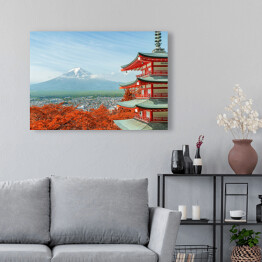 Obraz na płótnie Góra Fuji i japońska architektura