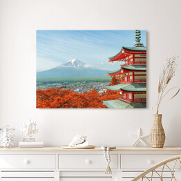 Obraz na płótnie Góra Fuji i japońska architektura