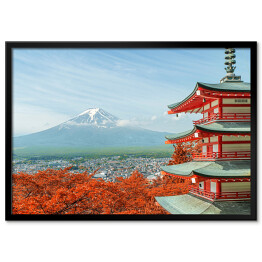 Plakat w ramie Góra Fuji i japońska architektura