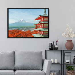 Obraz w ramie Góra Fuji i japońska architektura
