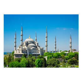 Plakat Sułtanu Ahmed meczet w Istanbuł w słoneczny dzień, Turcja 