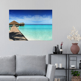 Plakat samoprzylepny Słoneczna plaża na Malediwach