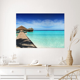 Plakat samoprzylepny Słoneczna plaża na Malediwach