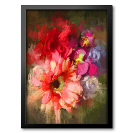 Obraz w ramie Bukiet kwiatów w odcieniach różu