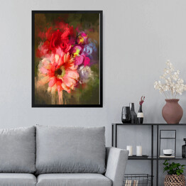 Obraz w ramie Bukiet kwiatów w odcieniach różu