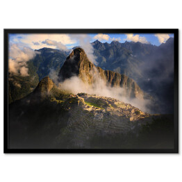 Plakat w ramie Machu Picchu spowite mgłą, Peru