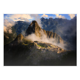 Plakat Machu Picchu spowite mgłą, Peru