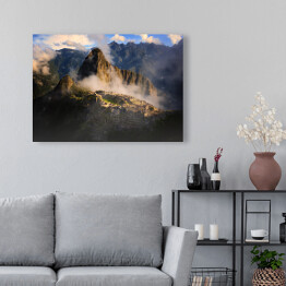 Obraz na płótnie Machu Picchu spowite mgłą, Peru