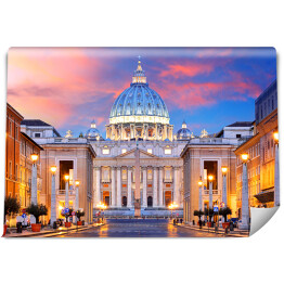 Fototapeta samoprzylepna Pięknie oświetlony Watykan, Rzym
