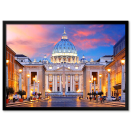 Plakat w ramie Pięknie oświetlony Watykan, Rzym