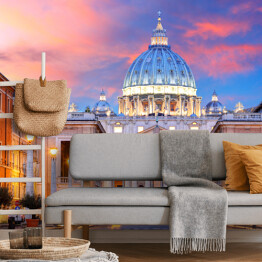 Fototapeta Pięknie oświetlony Watykan, Rzym