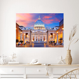Plakat Pięknie oświetlony Watykan, Rzym