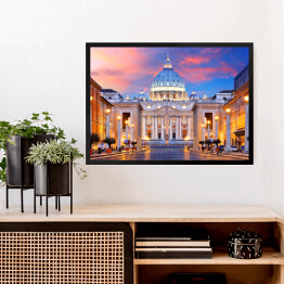 Obraz w ramie Pięknie oświetlony Watykan, Rzym