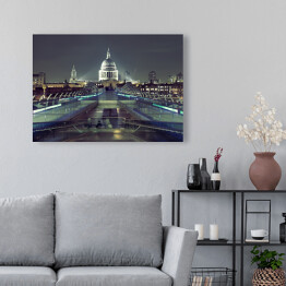 Obraz na płótnie Widok na Millennium Bridge i katedrę św. Pawła w Londynie