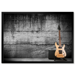 Plakat w ramie Nowoczesna gitara elektryczna oparta o ścianę