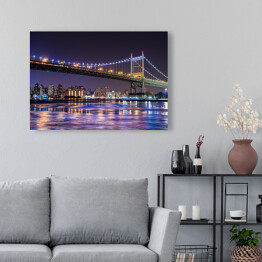 Obraz na płótnie Oświetlony Nowy Jork i most w Queensboro nocą 
