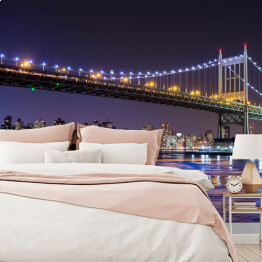 Fototapeta winylowa zmywalna Oświetlony Nowy Jork i most w Queensboro nocą 