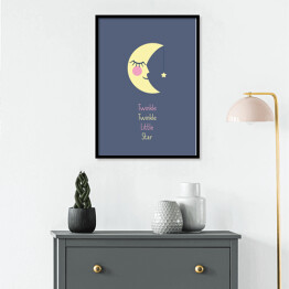 Plakat w ramie "Twinkle Twinkle Little Star" - ilustracja z księżycem i gwiazdą