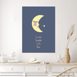 Plakat samoprzylepny "Twinkle Twinkle Little Star" - ilustracja z księżycem i gwiazdą
