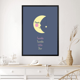 Obraz w ramie "Twinkle Twinkle Little Star" - ilustracja z księżycem i gwiazdą