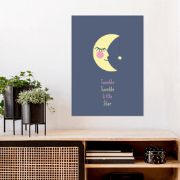 Plakat "Twinkle Twinkle Little Star" - ilustracja z księżycem i gwiazdą