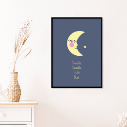 Plakat w ramie "Twinkle Twinkle Little Star" - ilustracja z księżycem i gwiazdą