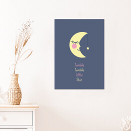Plakat "Twinkle Twinkle Little Star" - ilustracja z księżycem i gwiazdą